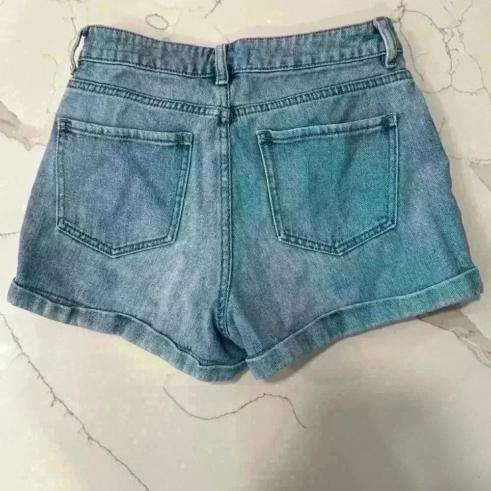 Pacsun Mom Shorts Cufted Blue Light Wash Denim Jean Shorts Size 26